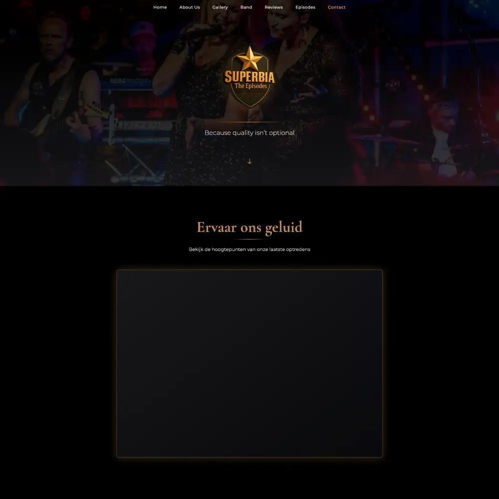 Website van Coverband Superbia met muziek en optredens van de band